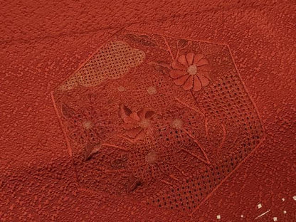 平和屋着物＃中国三大刺繍　スワトウ刺繍　道行コート　亀甲重ね花文　金彩　正絹　逸品　CABG8320in
