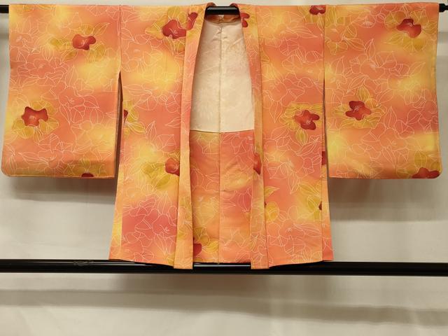 平和屋着物＃羽織　草花文　暈し染め　正絹　逸品　CABG8324in
