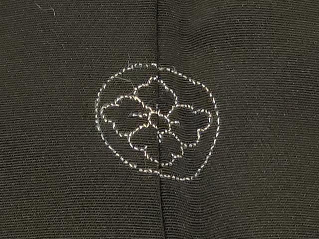 平和屋着物＃羽織　駒刺繍　葡萄蔦の葉文　黒地　正絹　逸品　CABG8325in