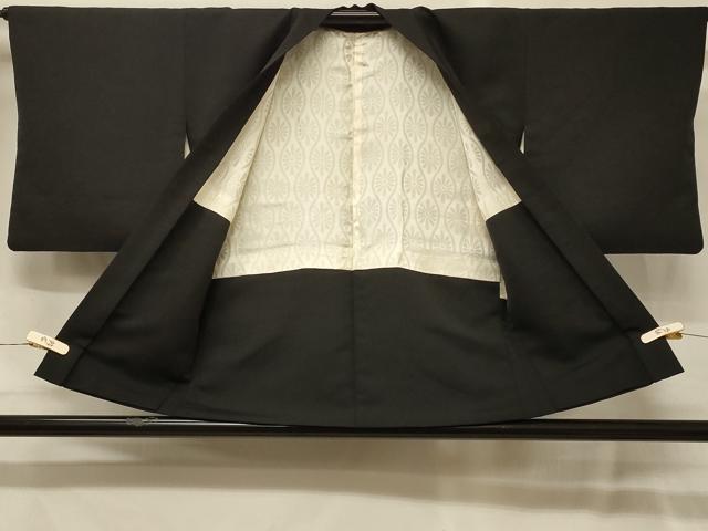 平和屋着物＃羽織　寿光織　檜扇冊子花文　黒地　金銀糸　正絹　逸品　CABG8335in
