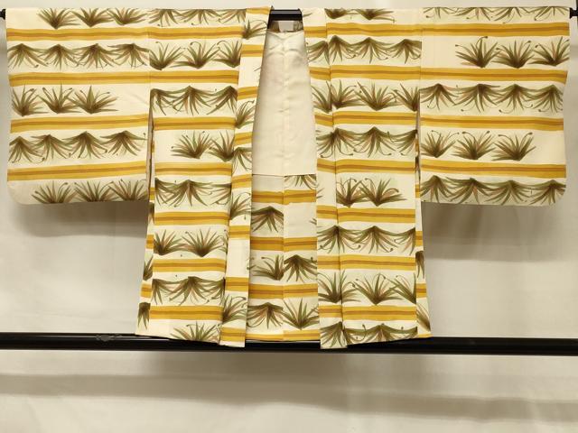 平和屋着物＃羽織　横段草葉文　正絹　逸品　CABG8341in