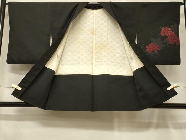 平和屋着物＃羽織　花唐草文　黒地　正絹　逸品　CABG8343in