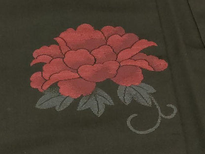 平和屋着物＃羽織　花唐草文　黒地　正絹　逸品　CABG8343in