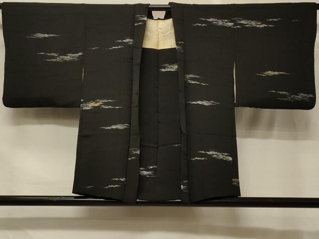 平和屋着物＃羽織　寿光織　霞文　黒地　金糸　正絹　逸品　CABG8349in