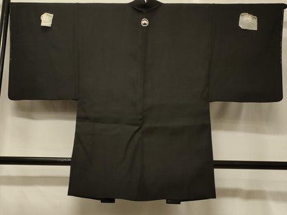 平和屋着物＃男性　長羽織　黒紋付き　正絹　逸品　CABG8350in