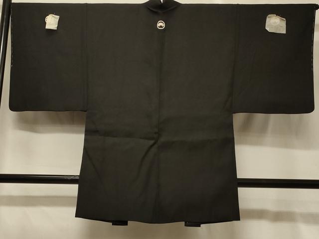 平和屋着物＃男性　長羽織　黒紋付き　正絹　逸品　CABG8350in