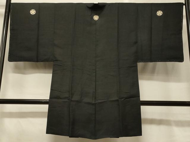 平和屋着物＃男性　長羽織　黒紋付き　正絹　逸品　未使用　CABG8354in