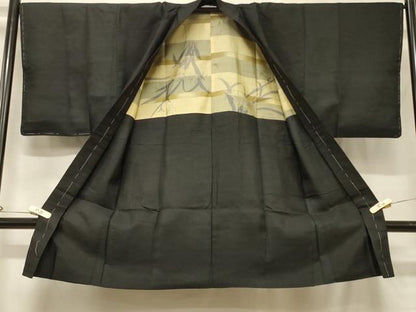 平和屋着物＃男性　長羽織　黒紋付き　正絹　逸品　未使用　CABG8354in
