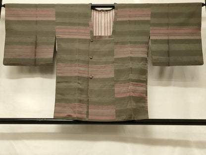 平和屋着物＃道行コート　横段文　正絹　逸品　CABG8358in