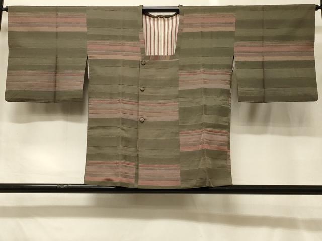 平和屋着物＃道行コート　横段文　正絹　逸品　CABG8358in
