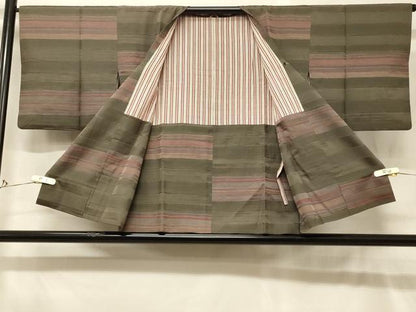 平和屋着物＃道行コート　横段文　正絹　逸品　CABG8358in