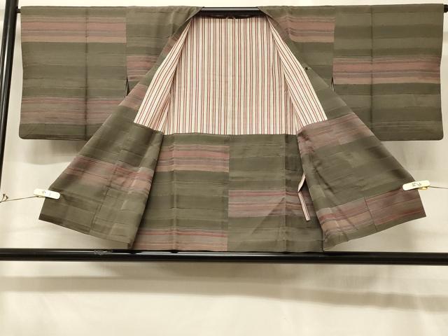平和屋着物＃道行コート　横段文　正絹　逸品　CABG8358in