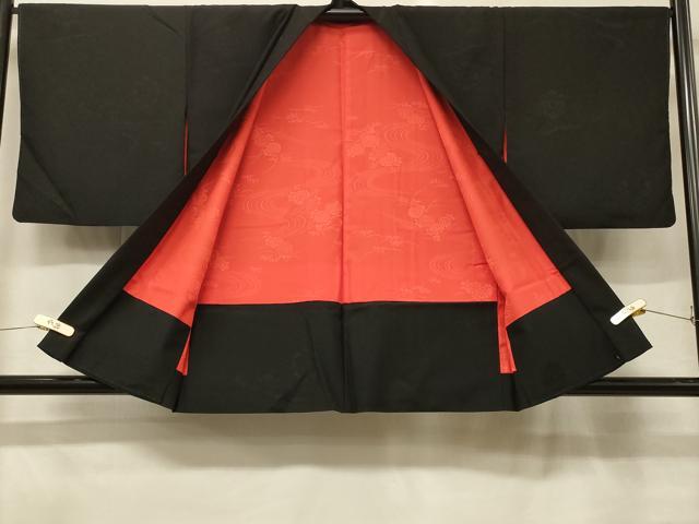 平和屋着物＃羽織　雲取り亀甲花地紋　黒地　正絹　逸品　CABG8361in