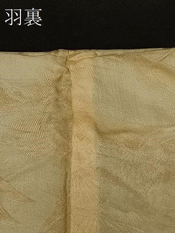 平和屋着物＃羽織　寿光織　草花文　黒地　金糸　正絹　逸品　CABG8364in