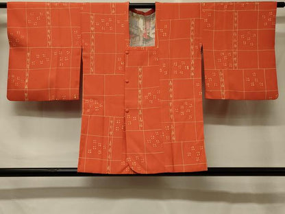 平和屋着物＃道行コート　ろうけつ染め　格子　正絹　逸品　CABG8365in