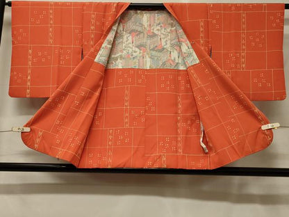 平和屋着物＃道行コート　ろうけつ染め　格子　正絹　逸品　CABG8365in