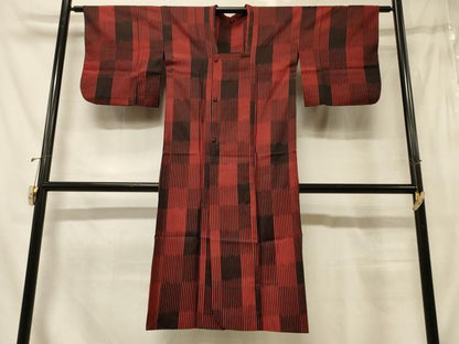 平和屋着物＃道行コート　雨コート　単衣　縞　ロング丈　正絹　逸品　CABG8374in