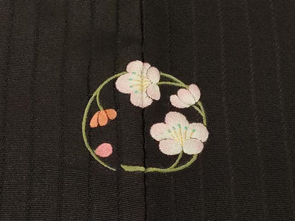 平和屋着物＃長羽織　間道　暈し染め　黒地　正絹　逸品　CABG8380in