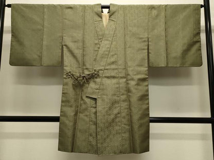 平和屋着物∞道中着　花丸地紋　麹塵色　正絹　逸品　CABG8381in