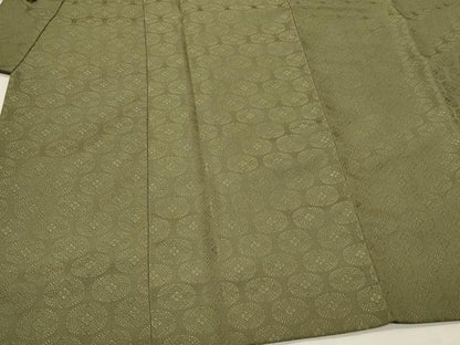 平和屋着物∞道中着　花丸地紋　麹塵色　正絹　逸品　CABG8381in