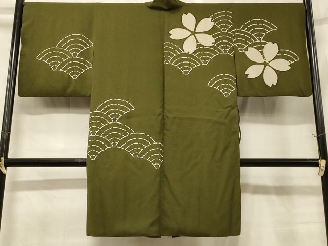 平和屋着物＃道中着　青海波　桜　金彩　ロング丈　正絹　逸品　CABG8382in