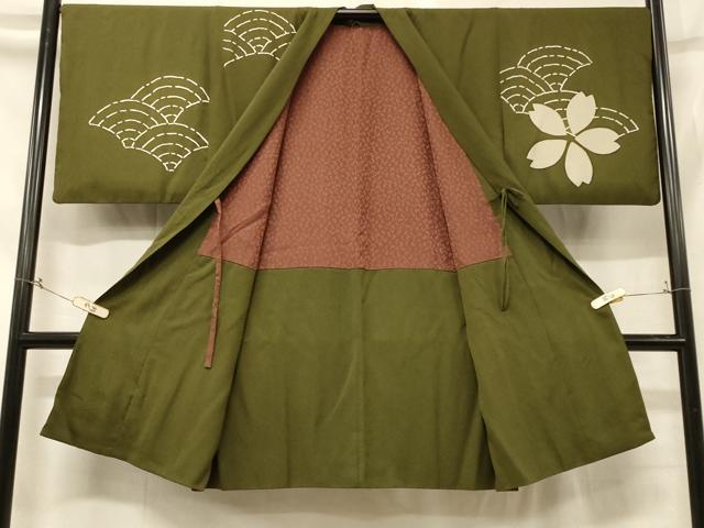 平和屋着物＃道中着　青海波　桜　金彩　ロング丈　正絹　逸品　CABG8382in
