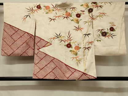 平和屋着物＃羽織　駒刺繍　絞り　笹竹菊文　正絹　逸品　CABG8383in