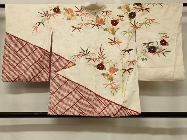 平和屋着物＃羽織　駒刺繍　絞り　笹竹菊文　正絹　逸品　CABG8383in