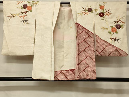 平和屋着物＃羽織　駒刺繍　絞り　笹竹菊文　正絹　逸品　CABG8383in
