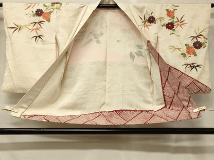 平和屋着物＃羽織　駒刺繍　絞り　笹竹菊文　正絹　逸品　CABG8383in