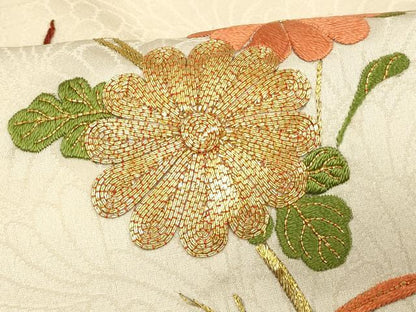 平和屋着物＃羽織　駒刺繍　絞り　笹竹菊文　正絹　逸品　CABG8383in