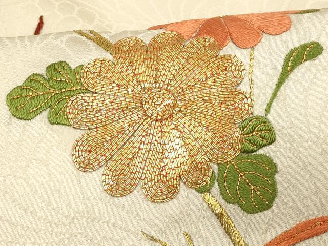 平和屋着物＃羽織　駒刺繍　絞り　笹竹菊文　正絹　逸品　CABG8383in