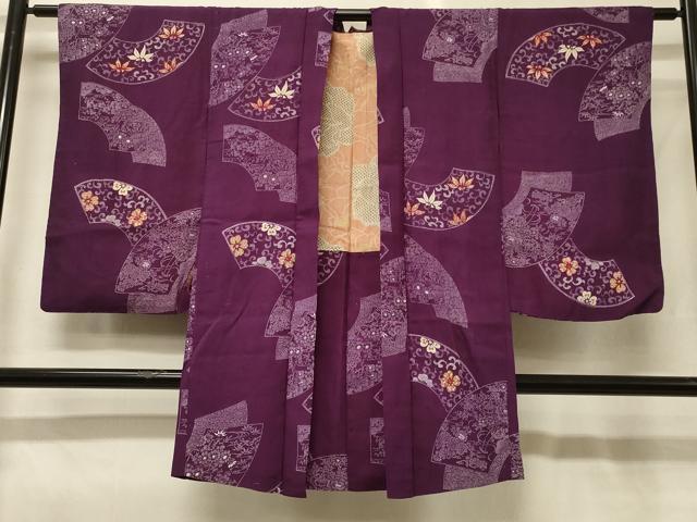 平和屋着物＃アンティーク　大正ロマン　長羽織　地紙花唐草文　金彩　正絹　逸品　CABG8386in