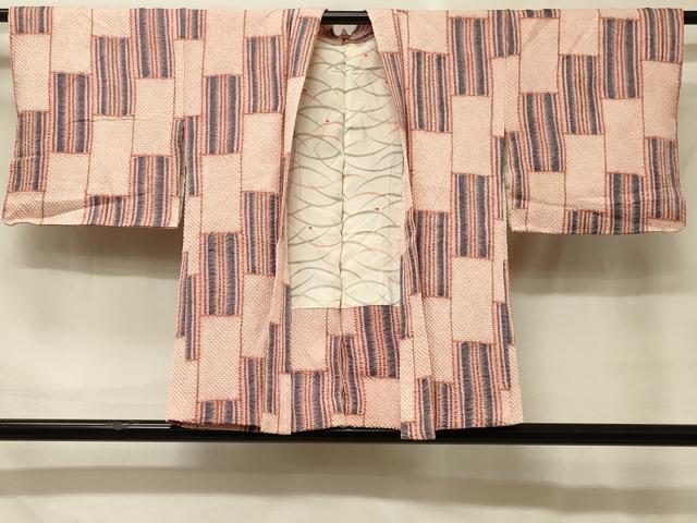 平和屋着物＃羽織　総絞り　幾何学文様　正絹　逸品　CABG8389in