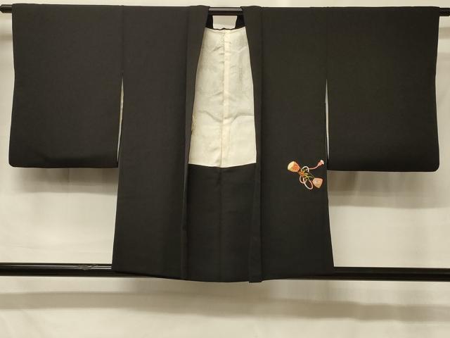 平和屋着物＃羽織　総刺繍　鼓花文　黒地　金銀糸　正絹　逸品　CABG8391in