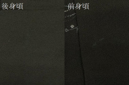 平和屋着物＃羽織　寿光織　枝葉文　黒地　金銀糸　正絹　逸品　CABG8392in