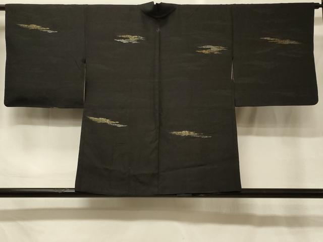 平和屋着物＃羽織　寿光織　霞文　黒地　金銀糸　正絹　逸品　CABG8394in