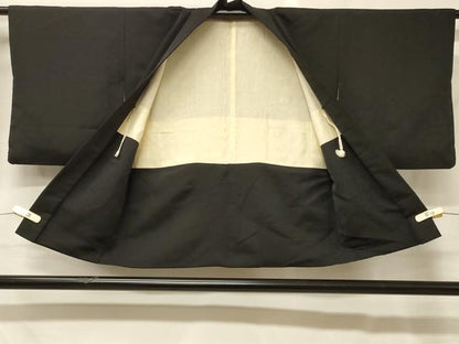 平和屋着物＃羽織　寿光織　風景文　黒地　金糸　正絹　逸品　CABG8397in