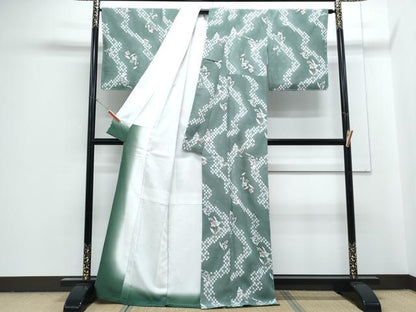 平和屋着物●小紋　草花文　金彩　洗える着物　未使用　CABG8408th