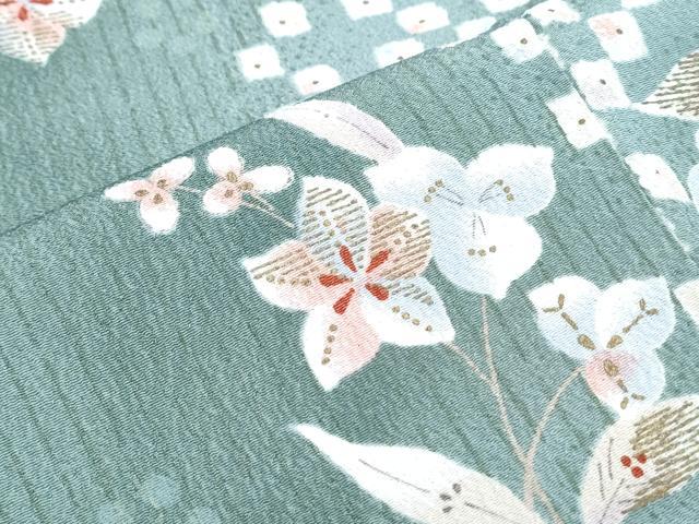 平和屋着物●小紋　草花文　金彩　洗える着物　未使用　CABG8408th