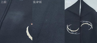 平和屋着物●小紋　雪芝舞花文　黒地　やまと誂製　洗える着物　CABG8414th
