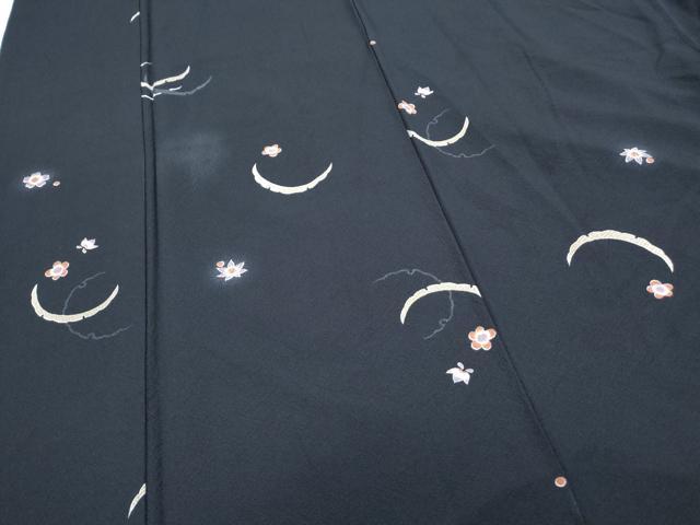 平和屋着物●小紋　雪芝舞花文　黒地　やまと誂製　洗える着物　CABG8414th
