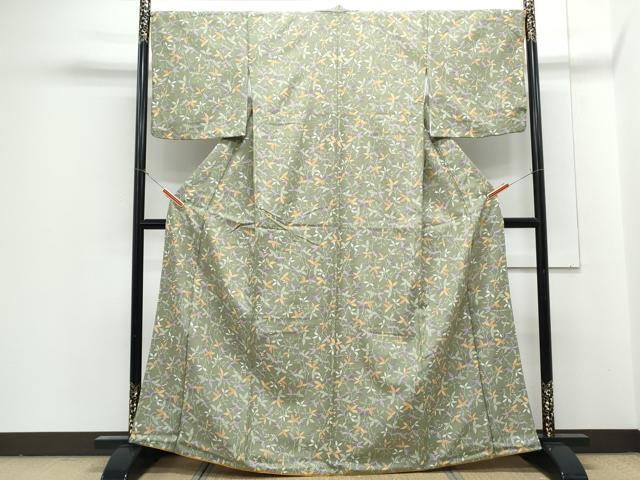 平和屋着物●小紋　枝葉文　洗える着物　未使用　CABG8417th