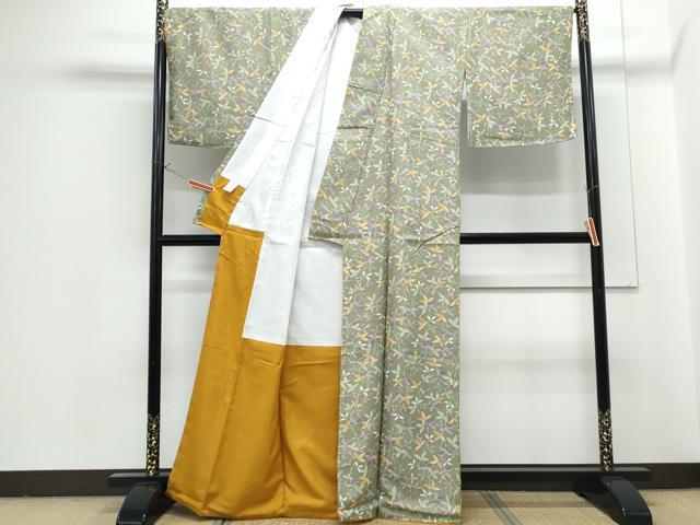 平和屋着物●小紋　枝葉文　洗える着物　未使用　CABG8417th