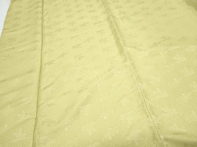平和屋着物●色無地　草花地紋　抹茶色　洗える着物　未使用　CABG8422th