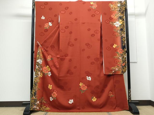 平和屋着物●豪華振袖　草花文　暈し染め　金彩　正絹　逸品　CABG8423th