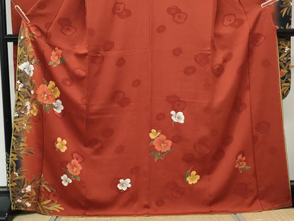 平和屋着物●豪華振袖　草花文　暈し染め　金彩　正絹　逸品　CABG8423th