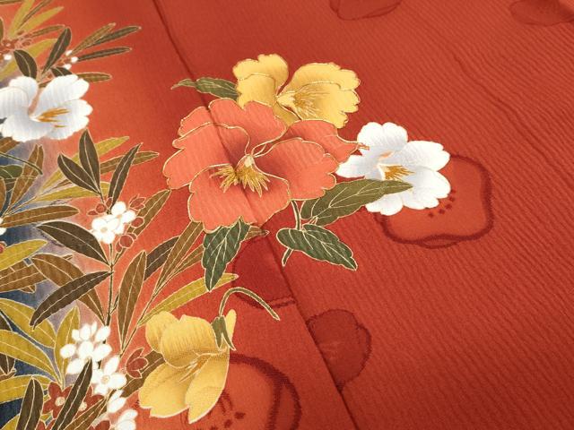 平和屋着物●豪華振袖　草花文　暈し染め　金彩　正絹　逸品　CABG8423th