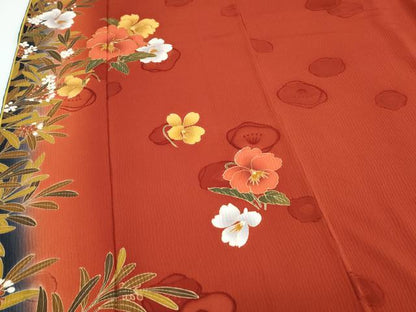 平和屋着物●豪華振袖　草花文　暈し染め　金彩　正絹　逸品　CABG8423th