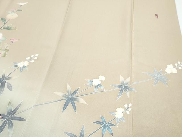 平和屋着物●訪問着　友禅　作家物　草花文　暈し染め　正絹　逸品　CABG8425th